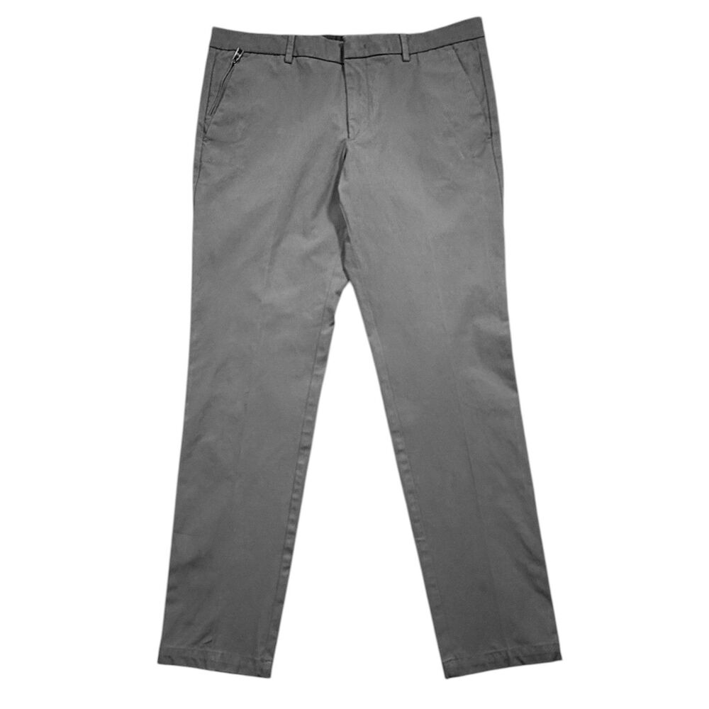Hugo Boss Mens 36R Gray Stretch Chino Pants Travel Flat Front Cotton Blend NWT